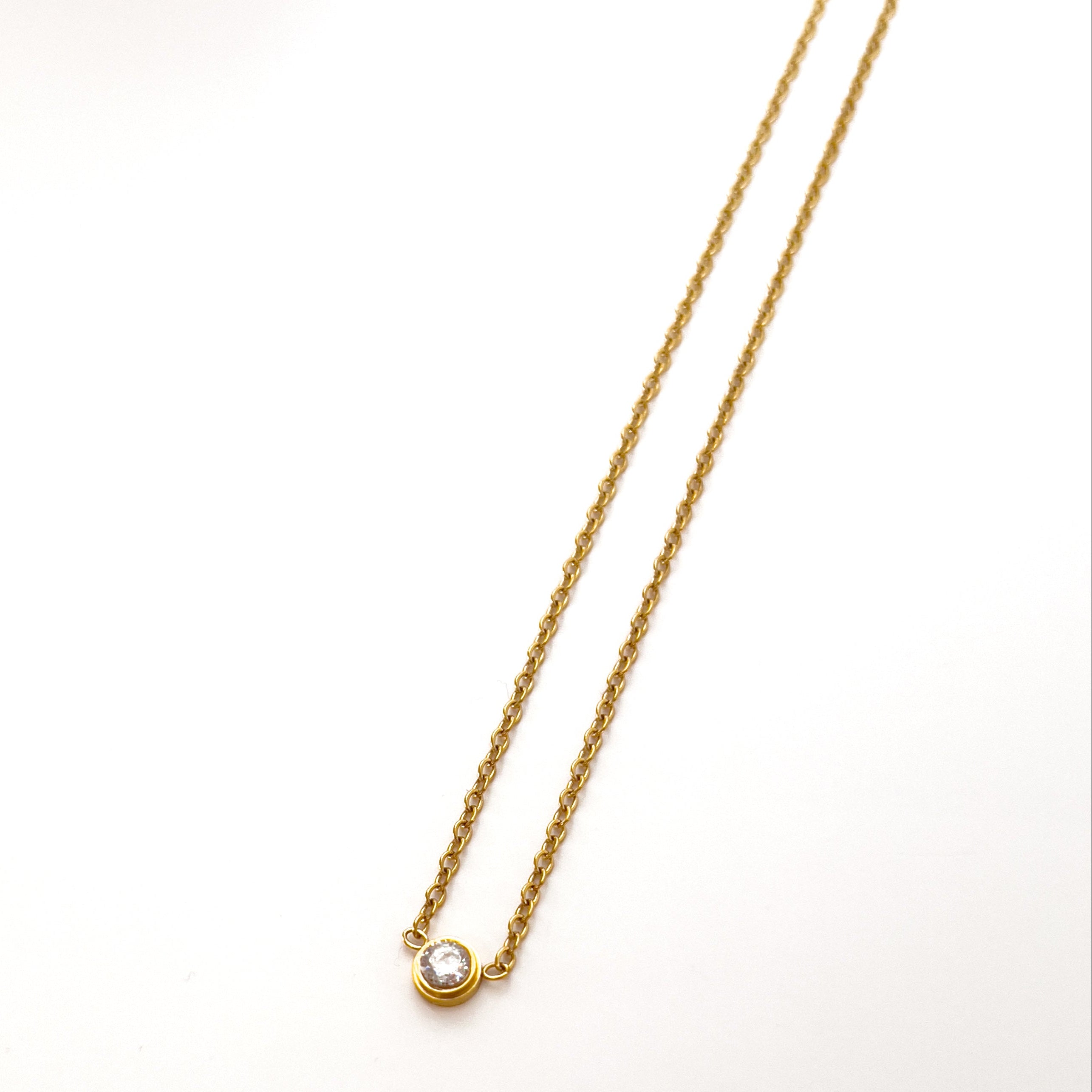 Miréa Necklace | Bezel-Set Crystal Pendant — TJAURI jewelry