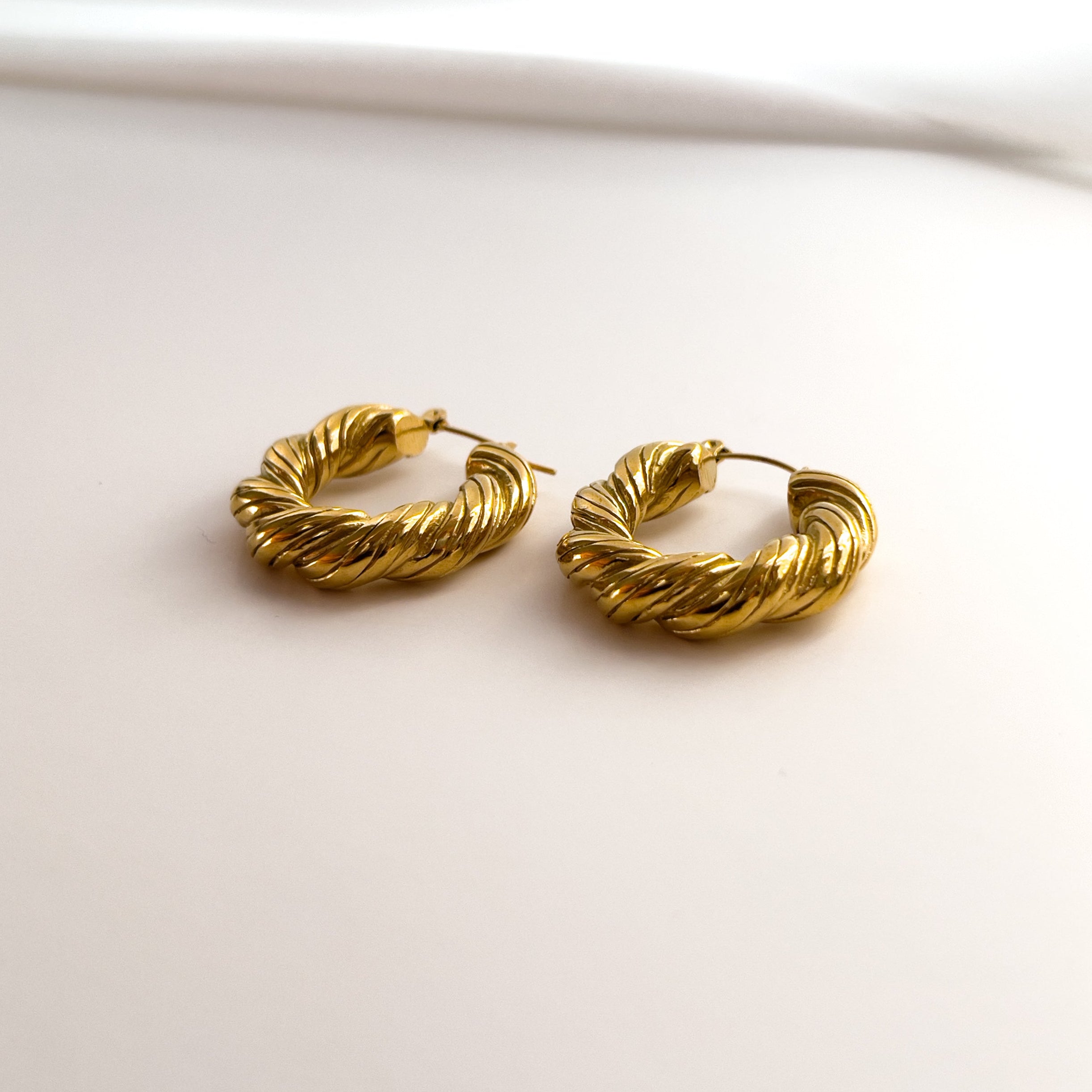 Virelle Hoops | Twisted Gold Hoop Earrings — TJAURI jewelry