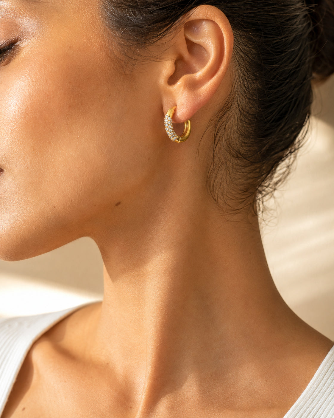 Arcéa Hoops | Gold Crystal Hoop Earrings