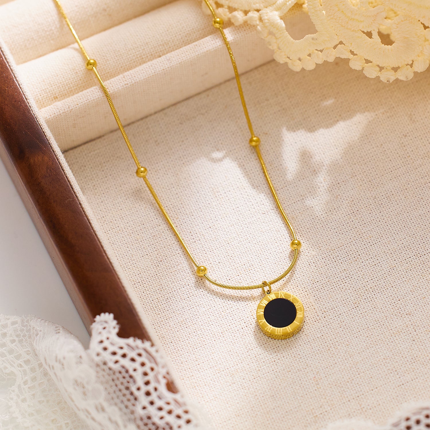 Medora Necklace | Roman Medallion Gold Pendant — detail view — TJAURI jewelry