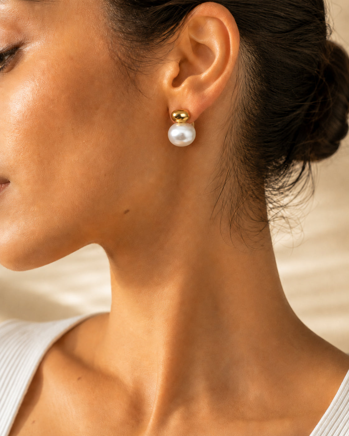 Clarisse Studs | Pearl & Gold Dome Earrings