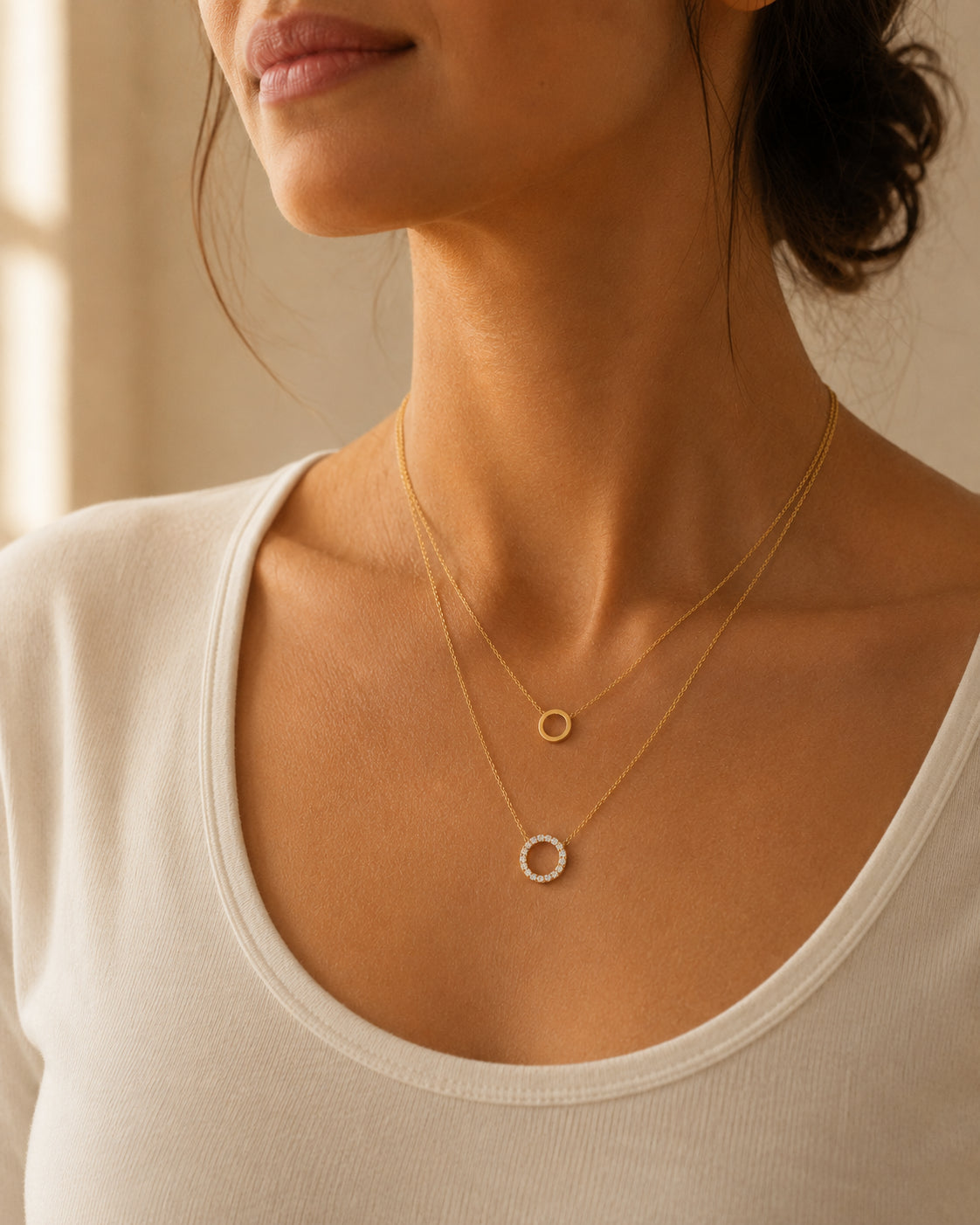 Duella Necklace | Dual Chain Gold Pendant